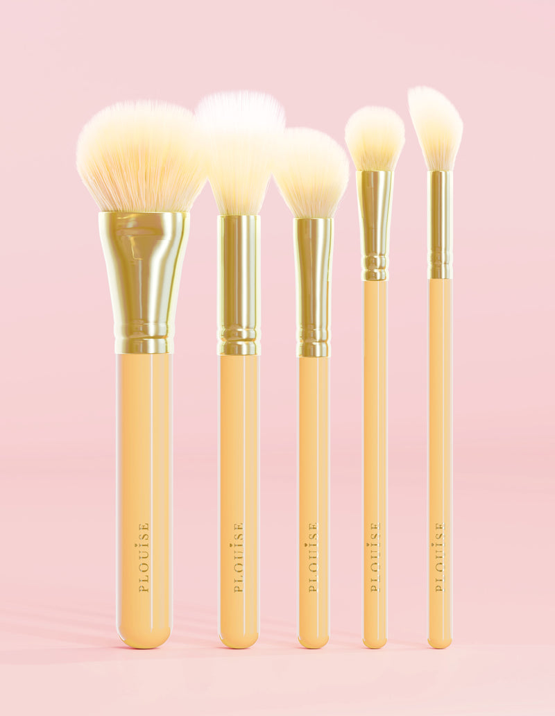 Ensemble de 5 pinceaux pour le visage jaunes Contour Crunch