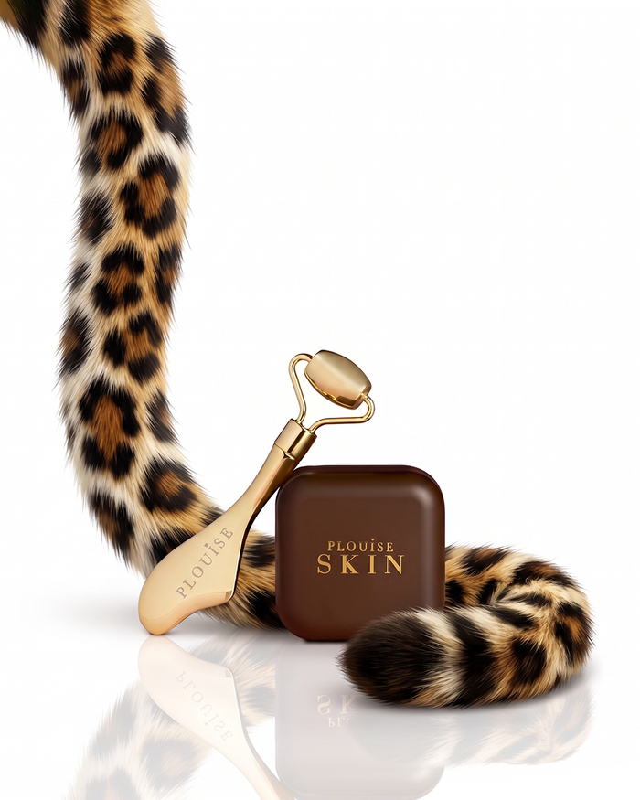 Cheetah Sculpt And Slide Masque facial, Gua Sha et ensemble de rouleaux pour le visage