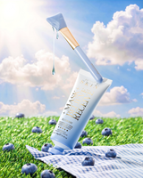 P.Louise Blueberry Overnight Wrapping Mask on grass with blueberries